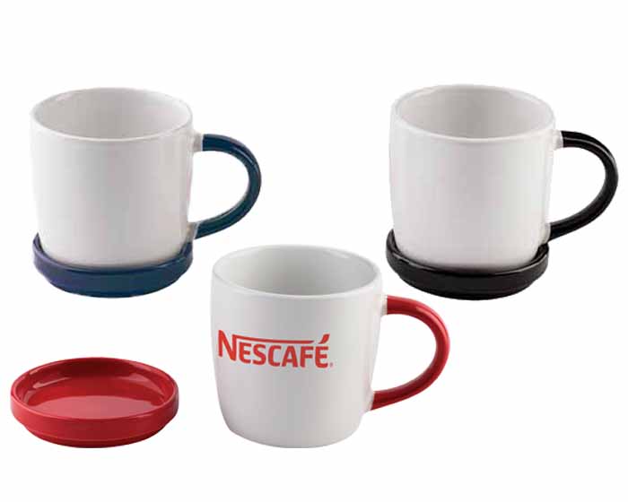 TARRO CERAMICA BLANCA CON ASA EN COLOR C689